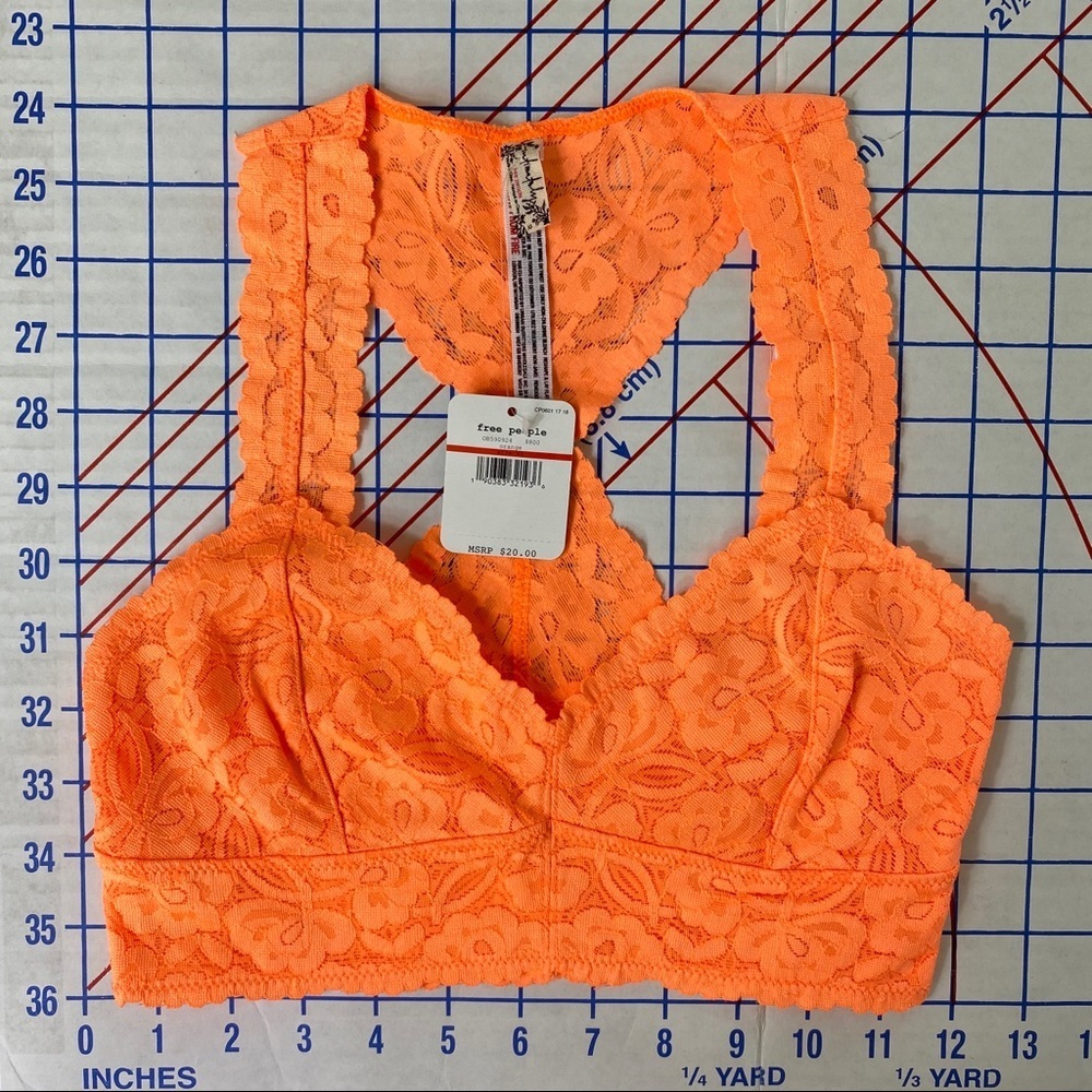 Intimately Free People Galloon Lace Racerback Bralette Extra Small Orange